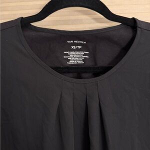 Van Heusen Charcoal Pleated Blouse – XS/TP – Work, Office, Professional Top